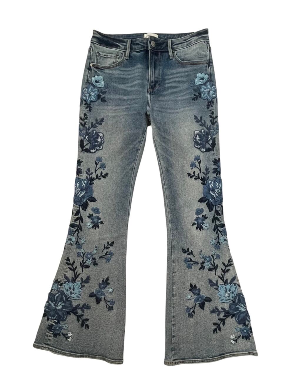 Driftwood Farrah Flare Jeans - Western - South Pacific - Embroidered Denim - 27